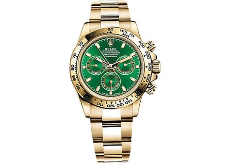 gold rolex daytona green face.